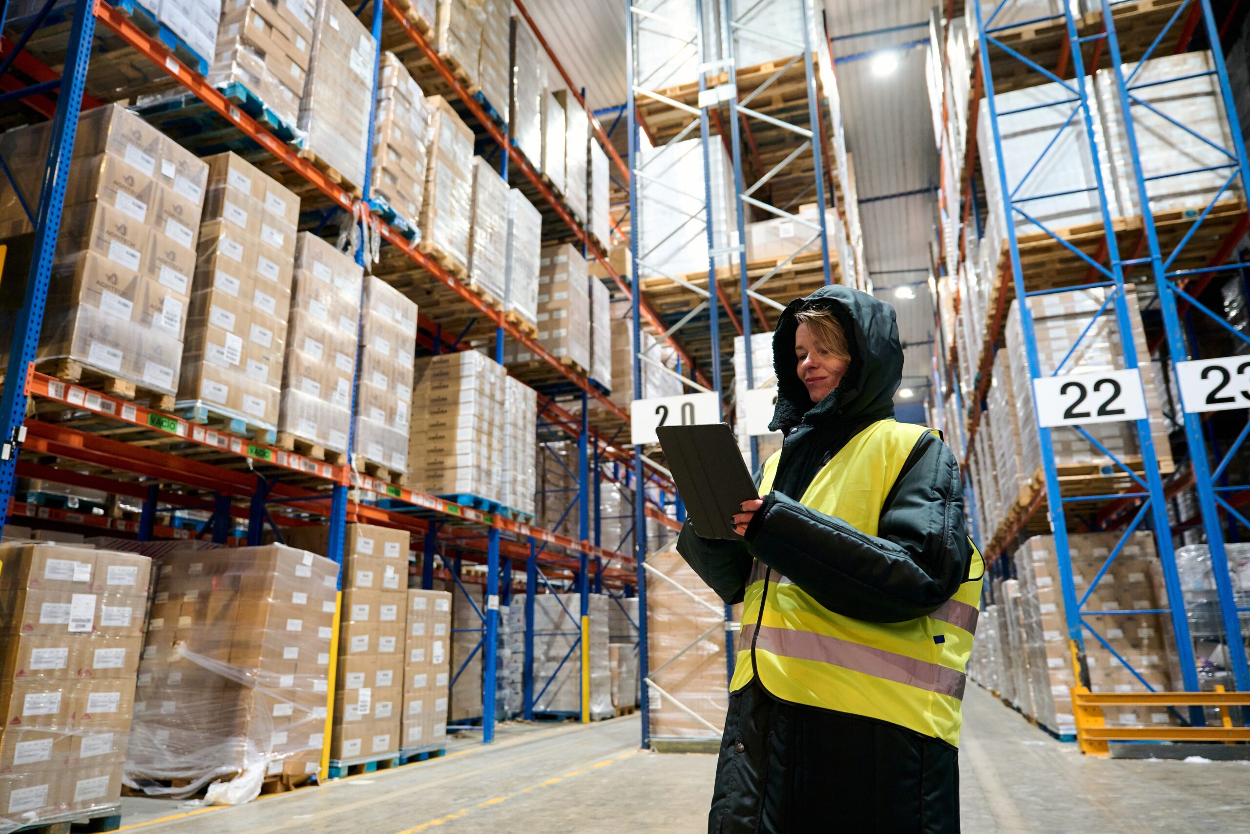 female modern warehouse worker
